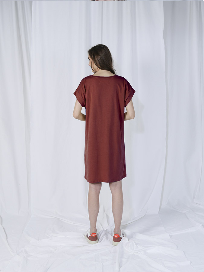 FVT0094 VESTIDO T-SHIRT DE ALGODÃO ORGÂNICO COM BOLSOS